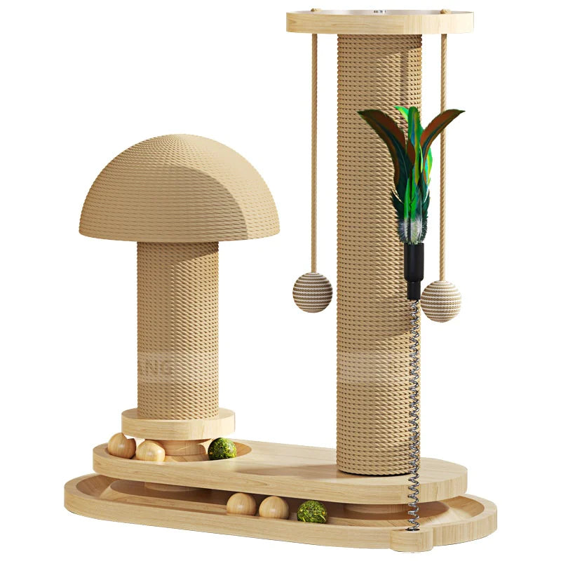 Solid Wood Multi-Activity Cat Scratcher