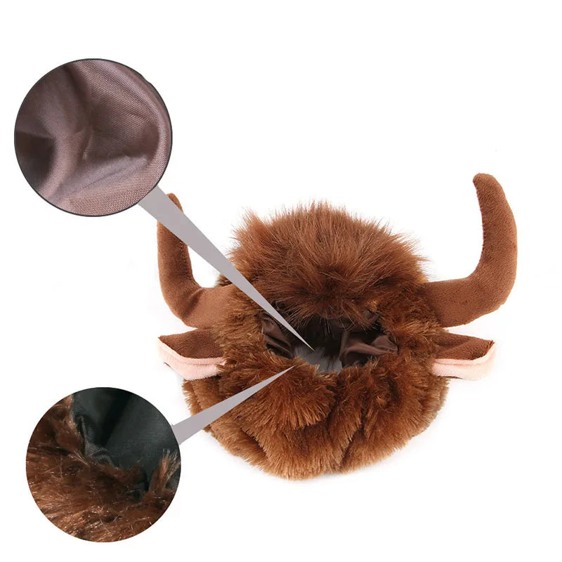 Dog Lion Mane Wig (with Horns)