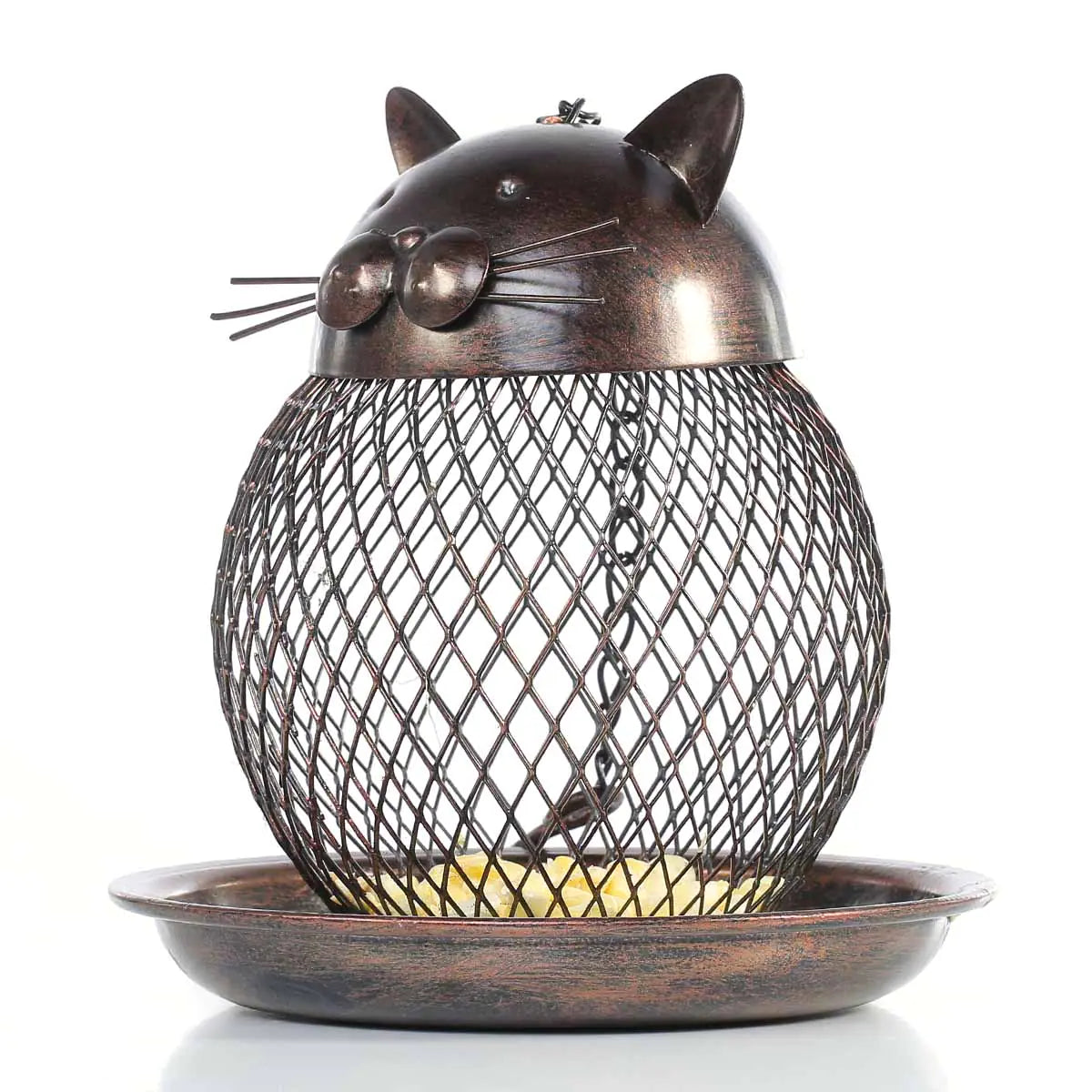 Modern Metal Cat Bird Feeder Home Decor Gift