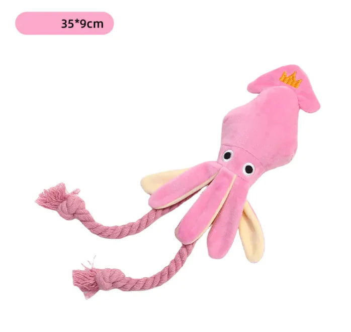 Pink Plush Squid Squeaker Toy