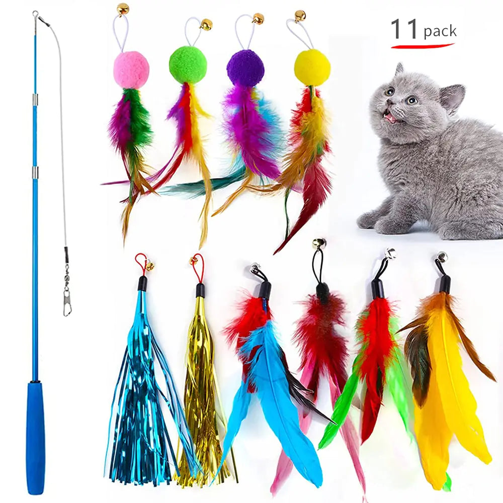 11-Piece Retractable Cat Wand Set