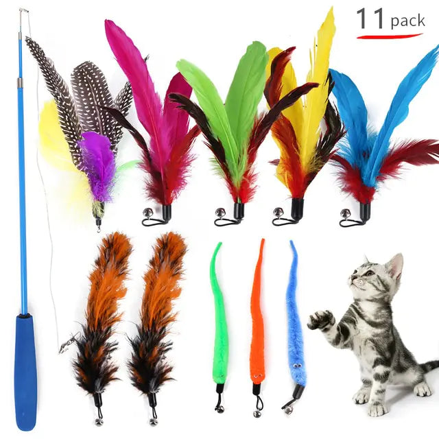 11-Piece Retractable Cat Wand Set