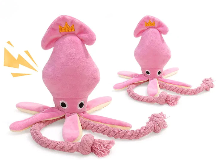 Pink Plush Squid Squeaker Toy