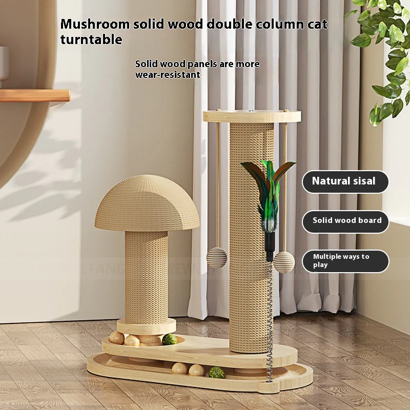 Solid Wood Multi-Activity Cat Scratcher