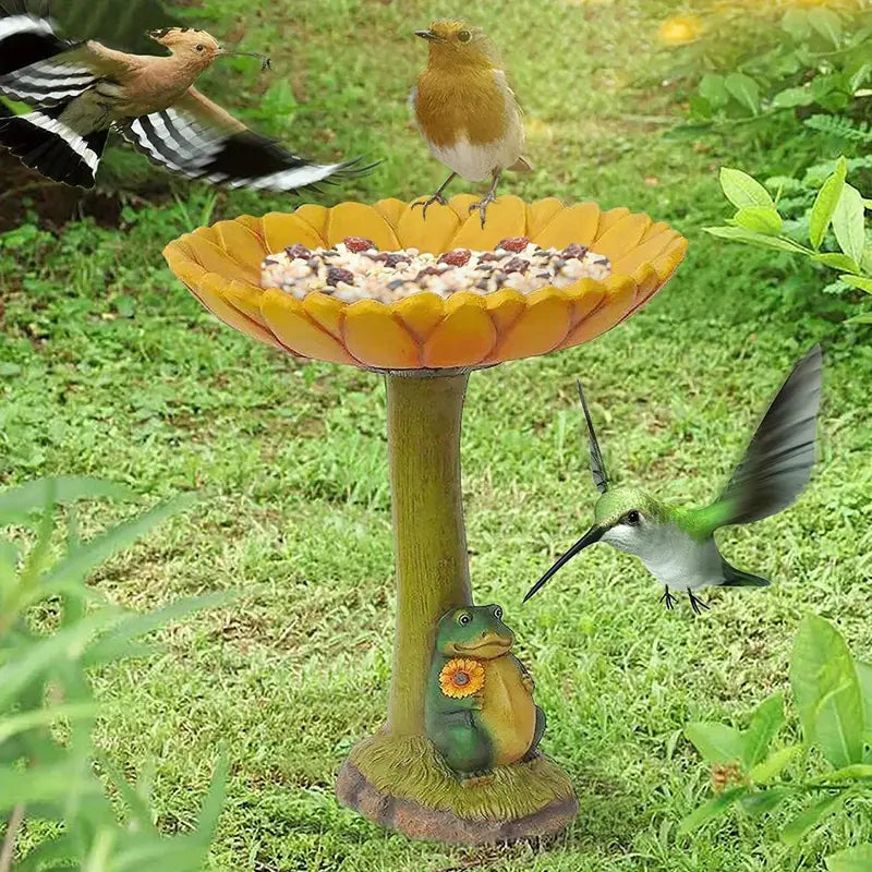 Whimsical Resin Frog Bird Bath