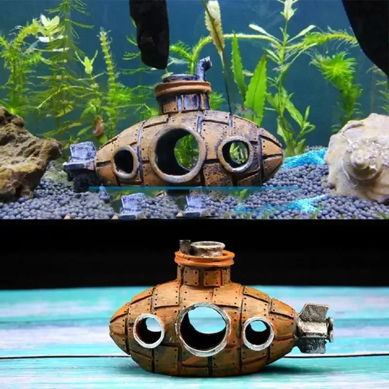 Resin Submarine Aquarium Decor