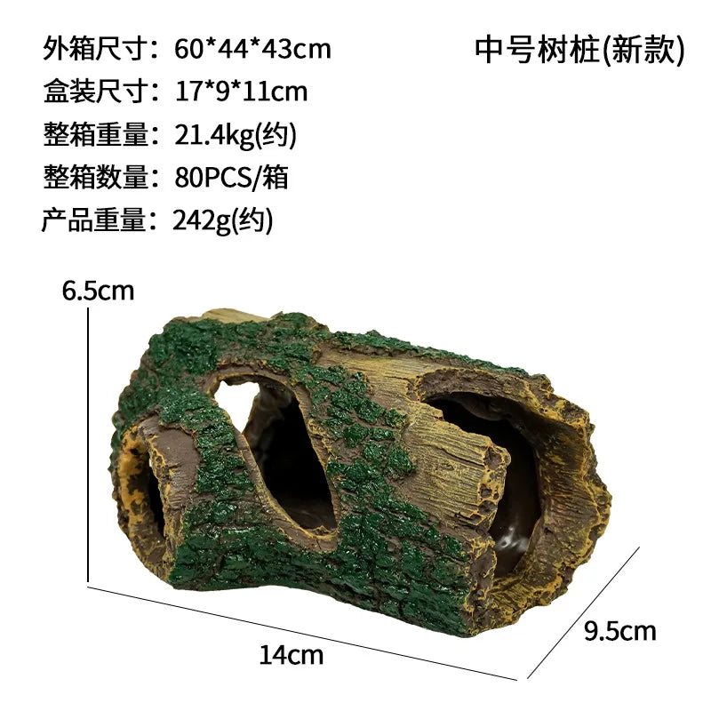Resin Wood Barrel Aquarium Hideout