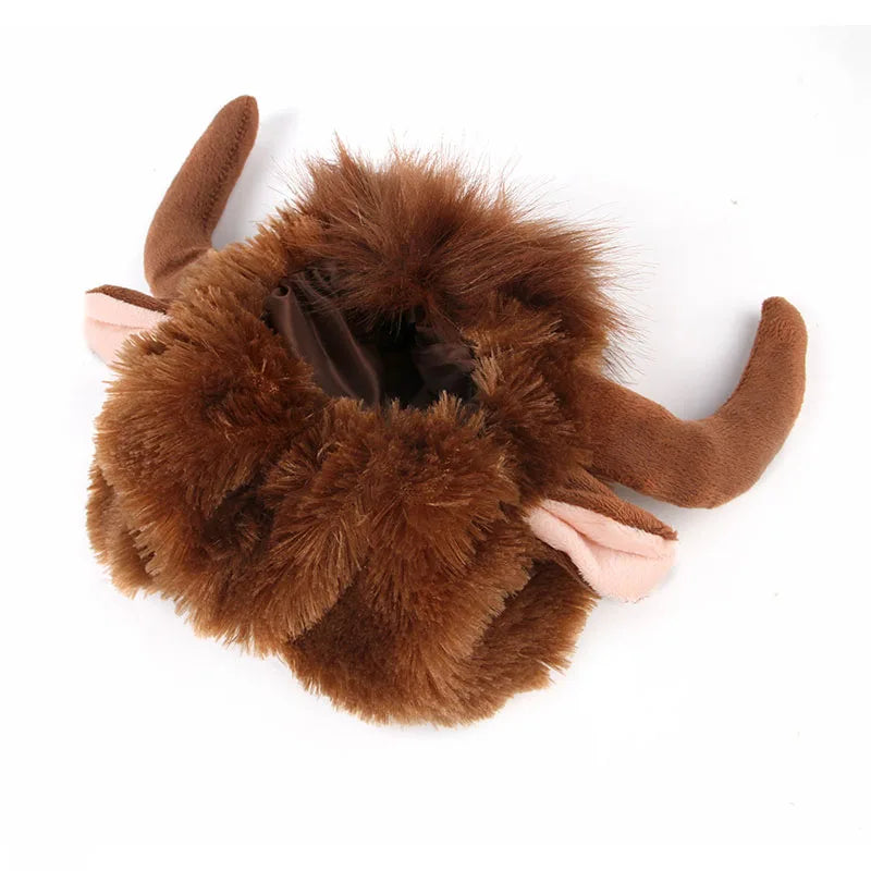 Dog Lion Mane Wig (with Horns)