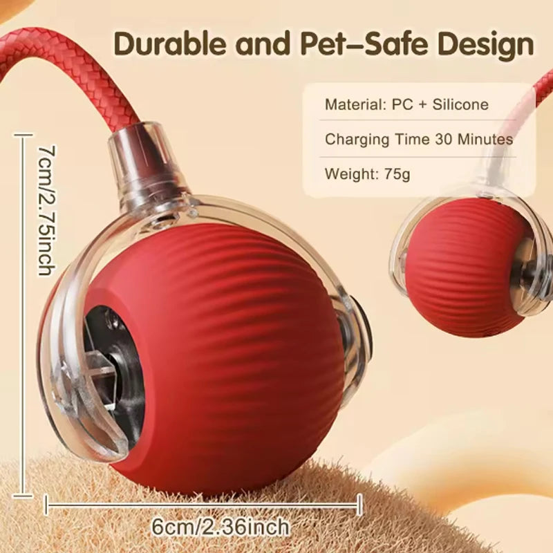 Interactive Dog Toys Rechargeable Pet Interactive Toys Electric Cats Ball Automatic Rolling Fake Tail Ball Dog Cats Toy