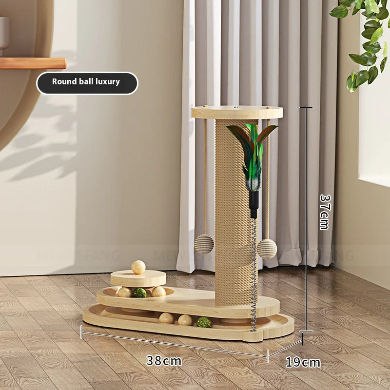 Solid Wood Multi-Activity Cat Scratcher