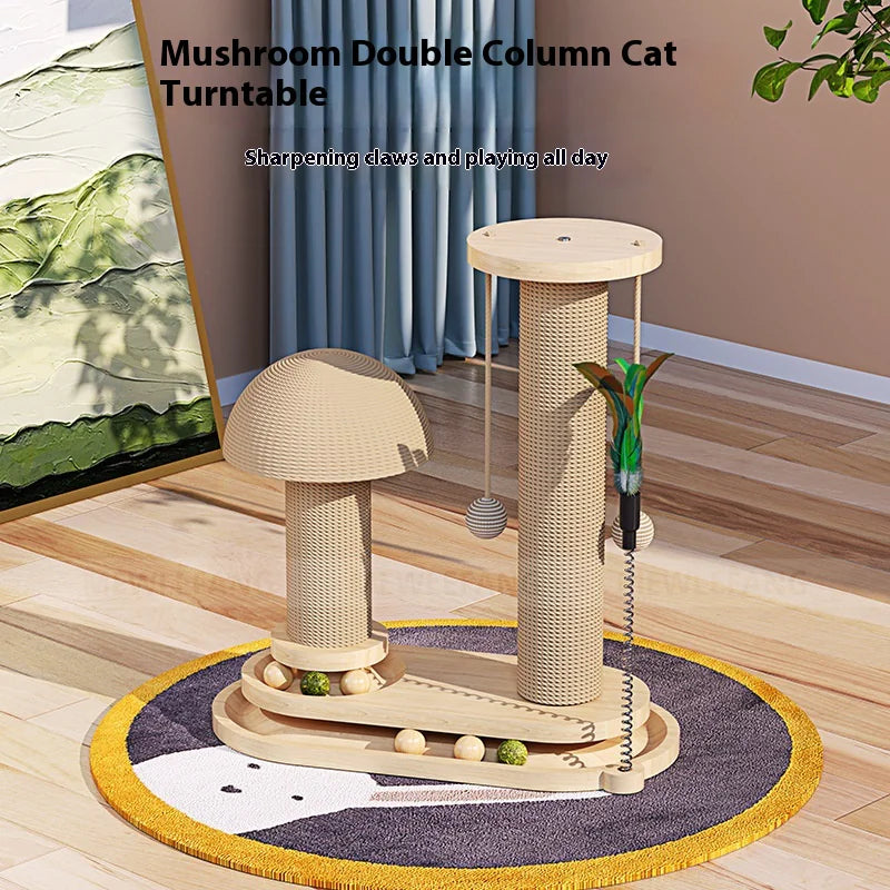 Solid Wood Multi-Activity Cat Scratcher