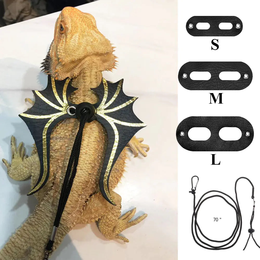 Lizard Leash for Reptiles - Genuine Leather Harness
