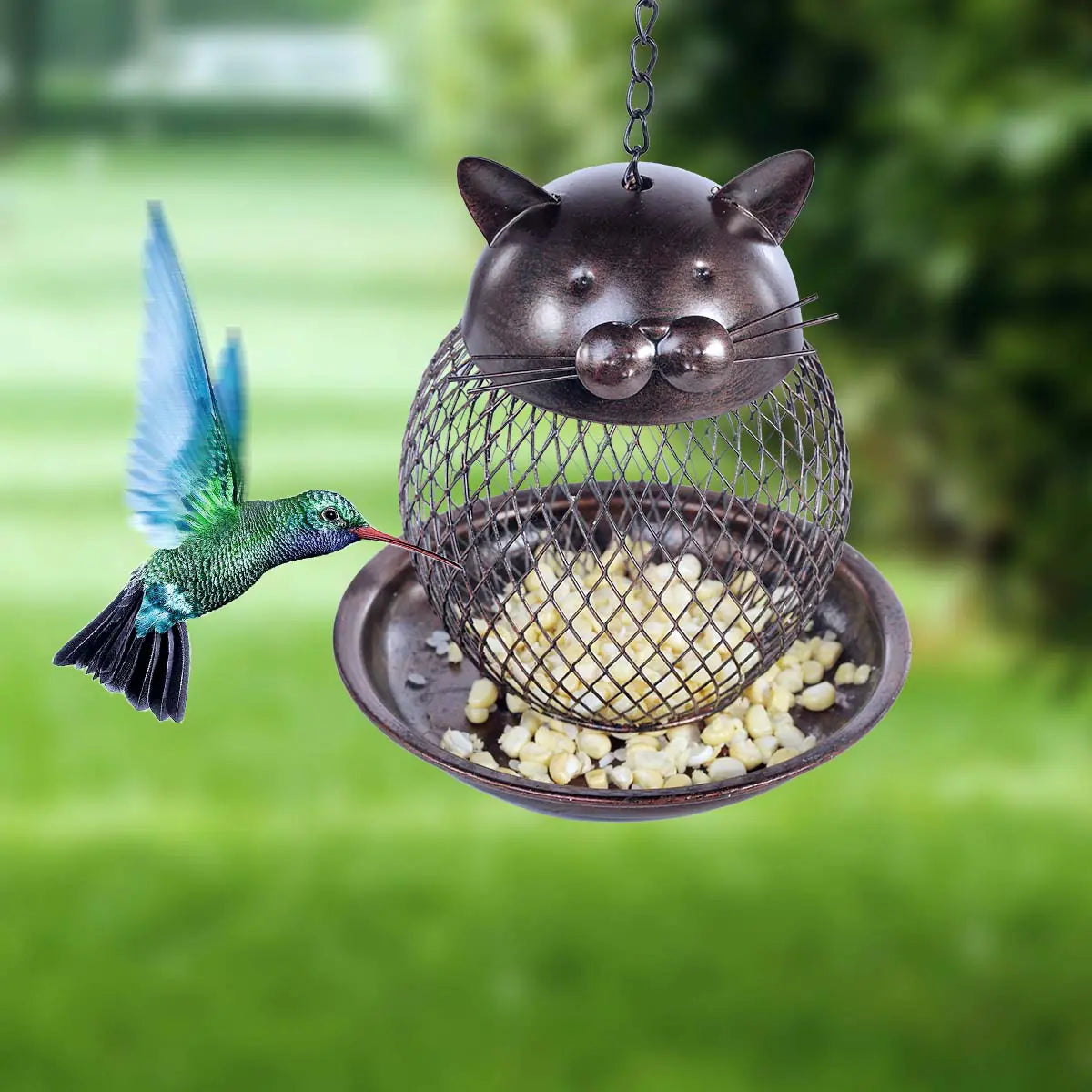 Modern Metal Cat Bird Feeder Home Decor Gift