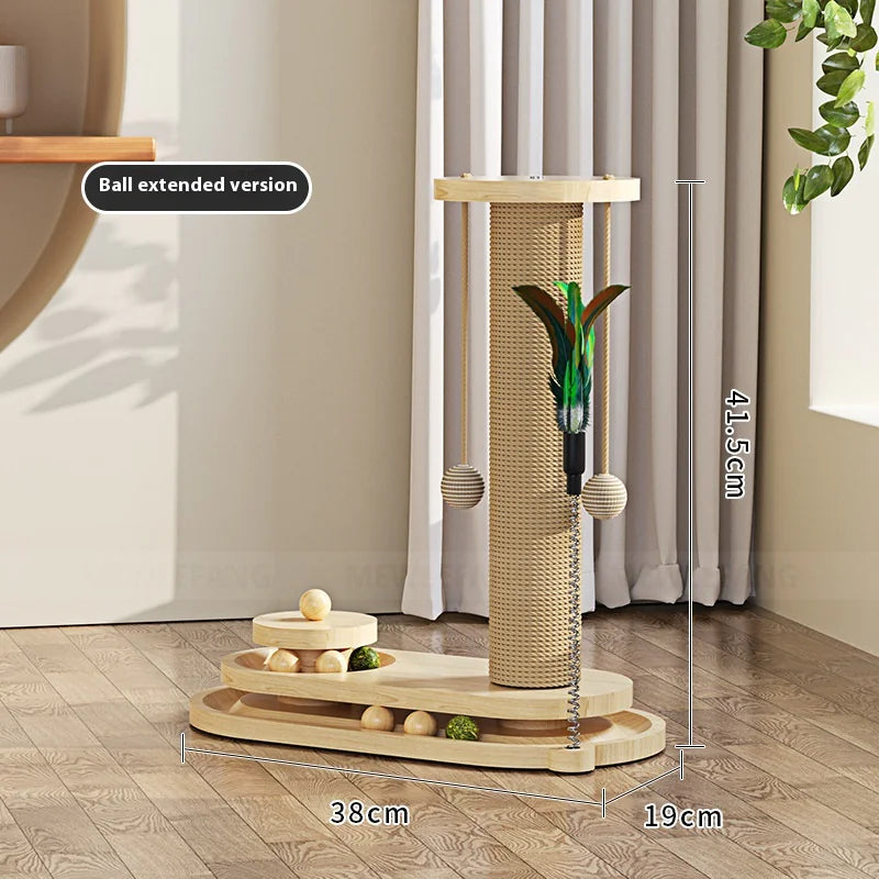 Solid Wood Multi-Activity Cat Scratcher