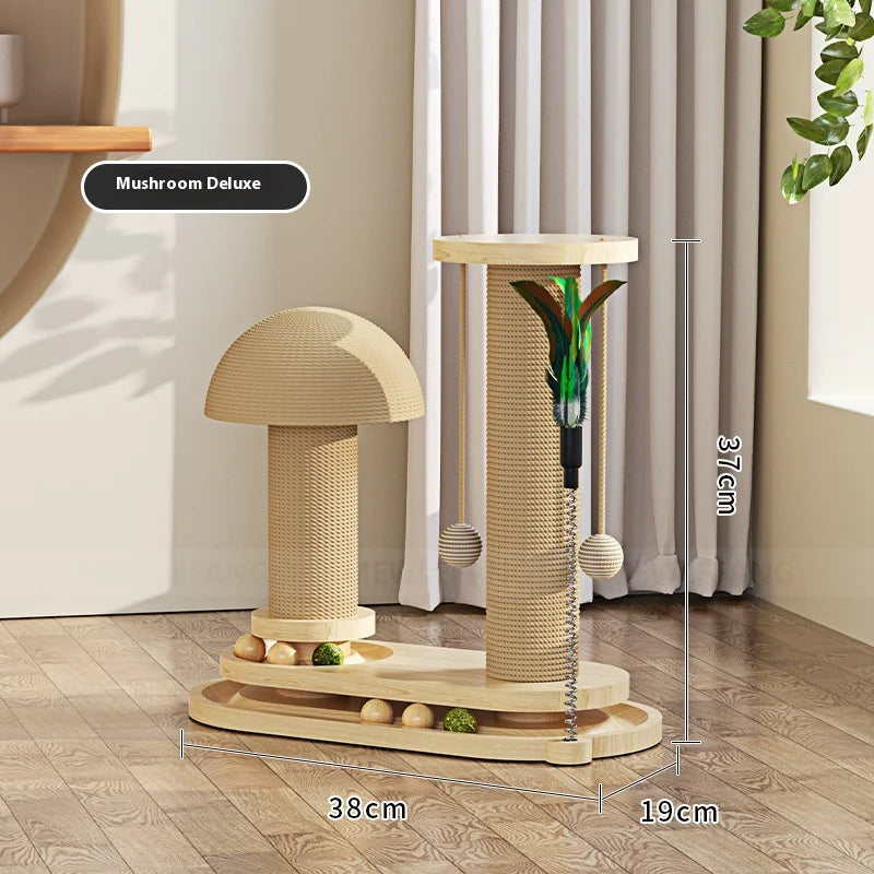 Solid Wood Multi-Activity Cat Scratcher