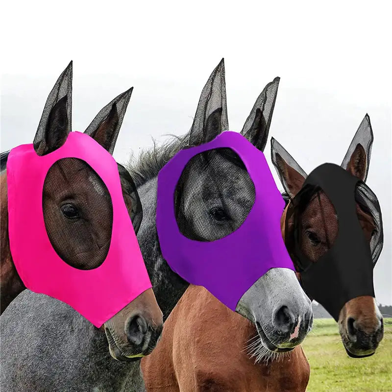 Lycra Horse Fly Mask with Ears for UV Protection
