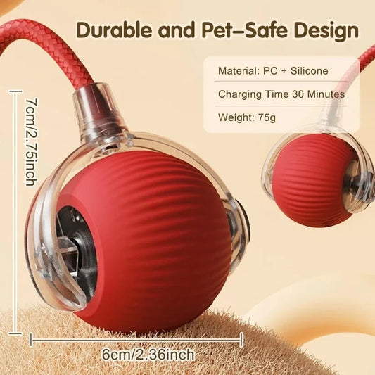 Interactive Dog Toys Rechargeable Pet Interactive Toys Electric Cats Ball Automatic Rolling Fake Tail Ball Dog Cats Toy