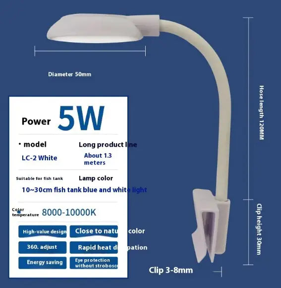 AquaGlow Clip-On Aquarium Light