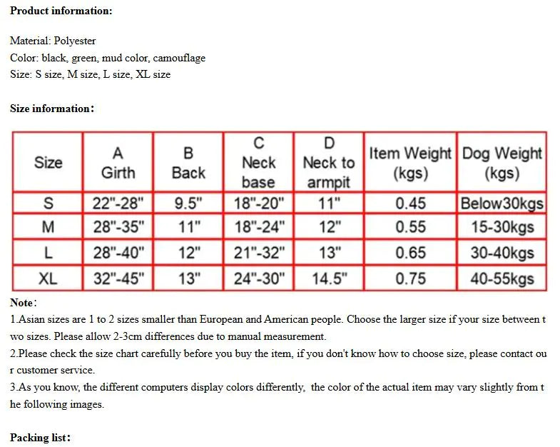 Large Dog Adventure Vest