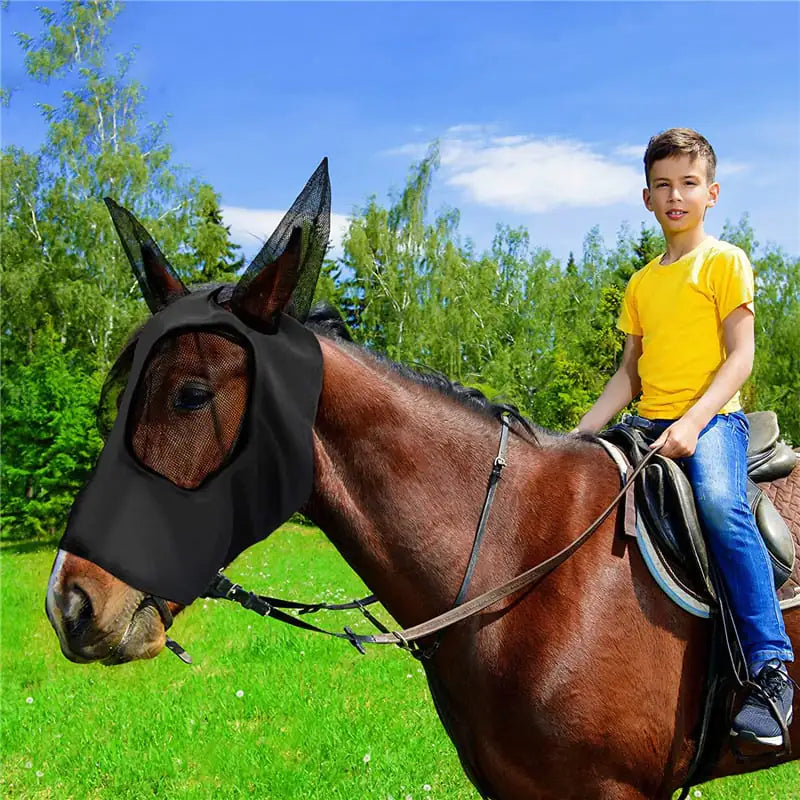 Lycra Horse Fly Mask with Ears for UV Protection