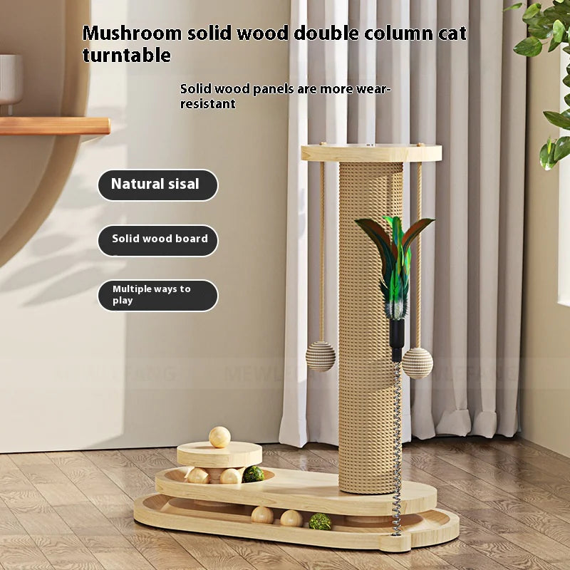 Solid Wood Multi-Activity Cat Scratcher