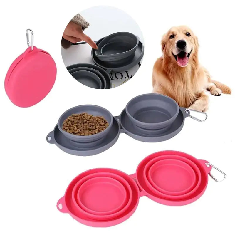 Silicone Foldable Double Pet Bowl