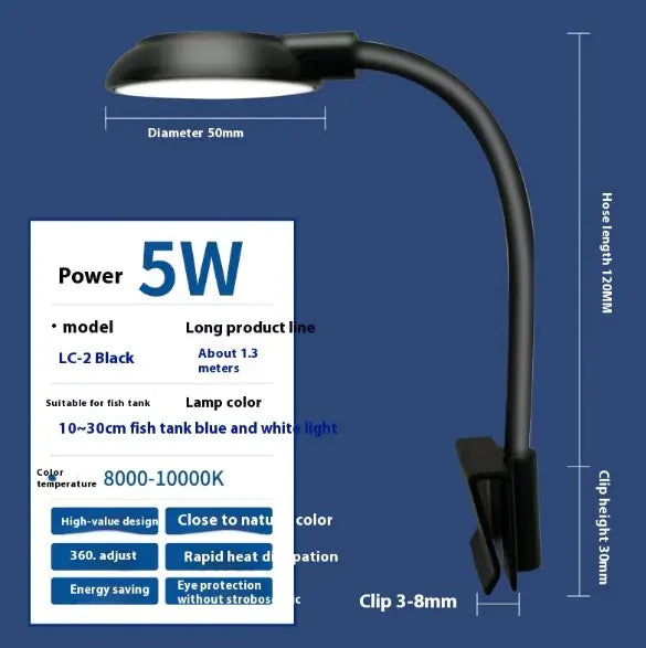 AquaGlow Clip-On Aquarium Light