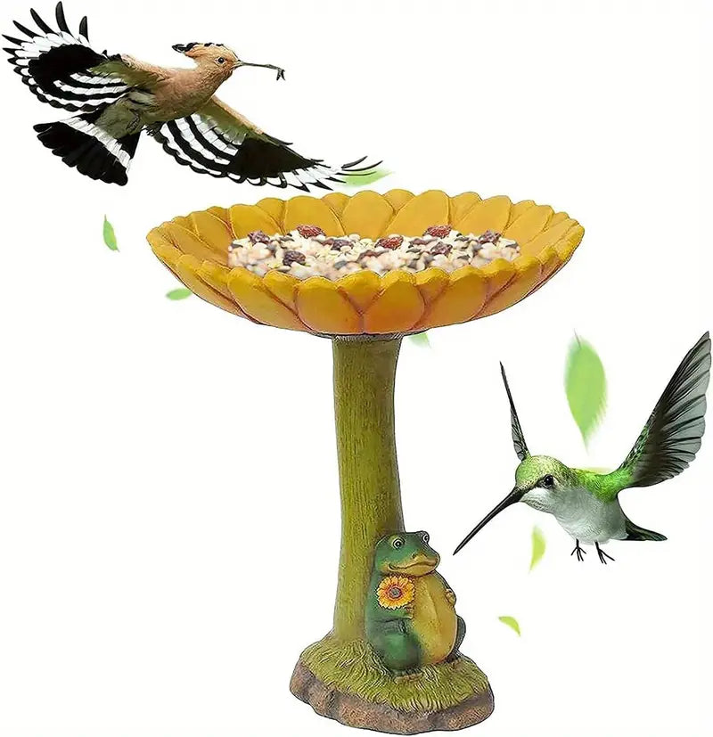 Whimsical Resin Frog Bird Bath