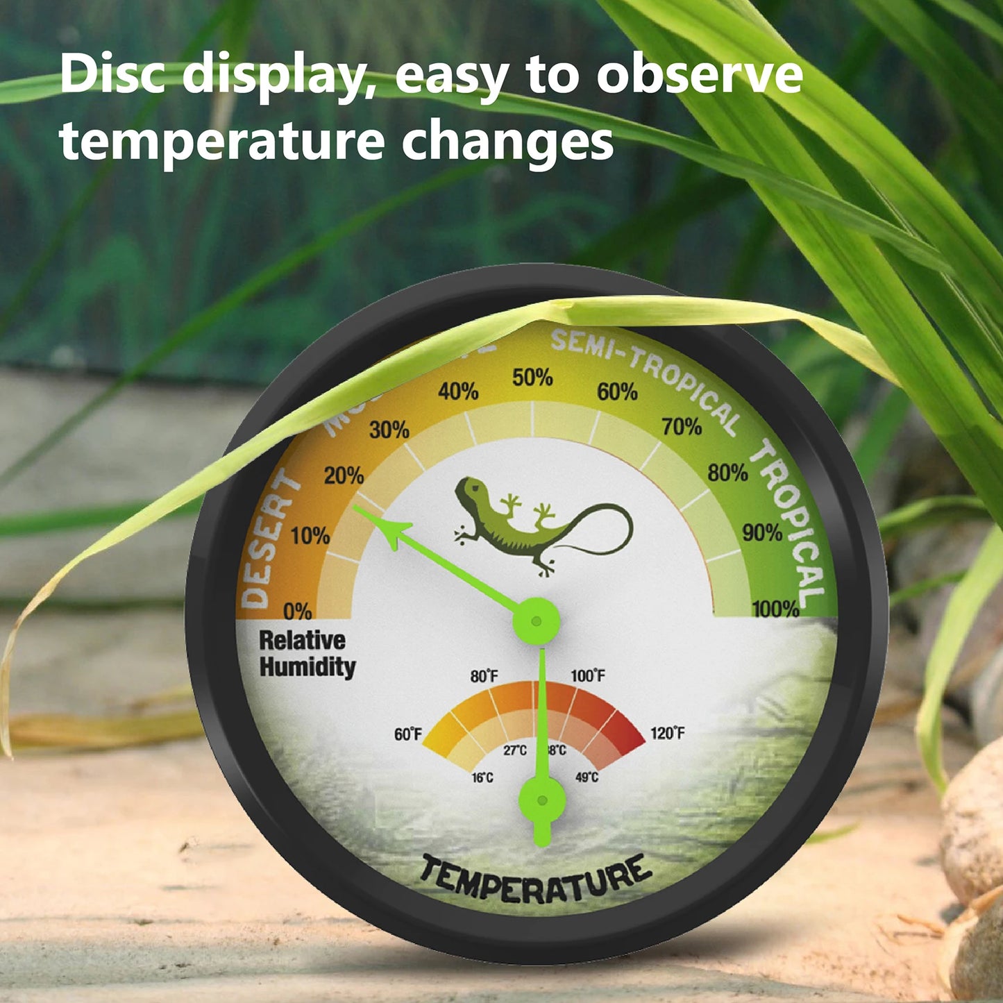 Compact Terrarium Temperature & Humidity Gauge