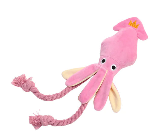 Pink Plush Squid Squeaker Toy