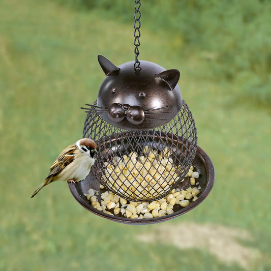 Modern Metal Cat Bird Feeder Home Decor Gift